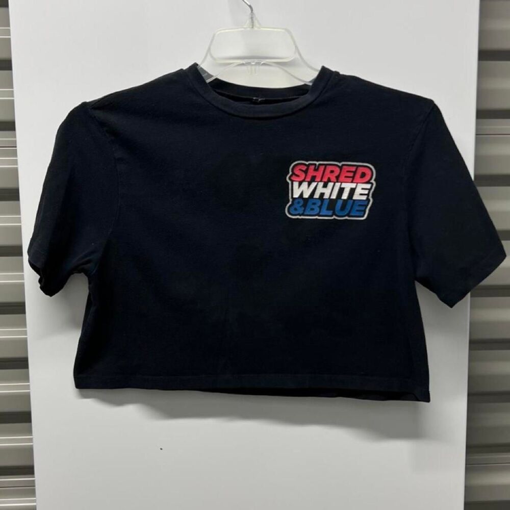 Women's Black and Navy Crop-top